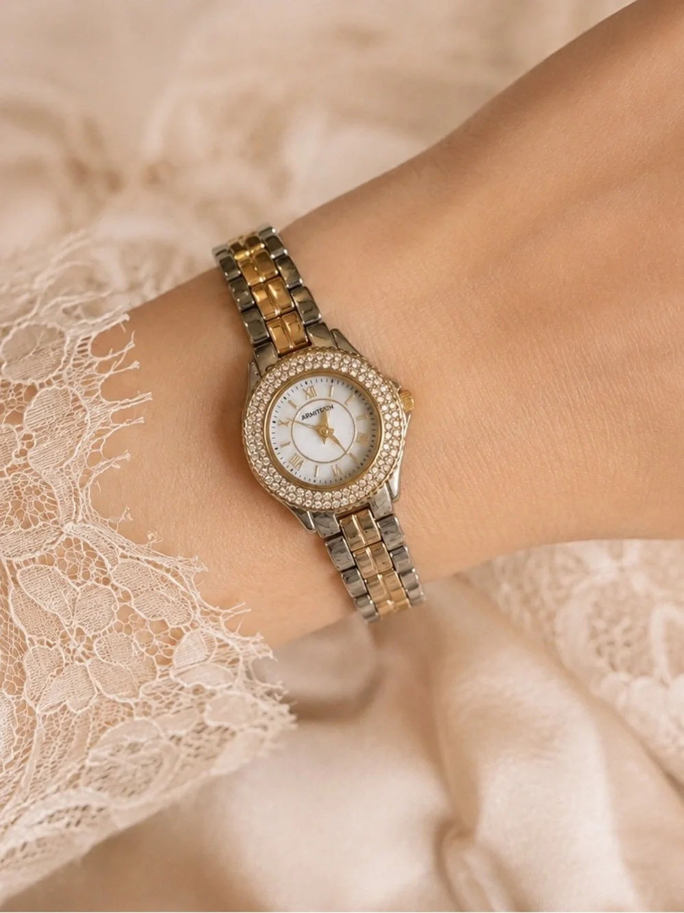 Armitron Two-Tone Crystal Bezel Women's Watch - Gold & Silver
